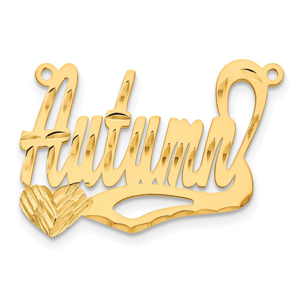 Sterling Silver Gold plated Diamond-cut Heart Name Plate