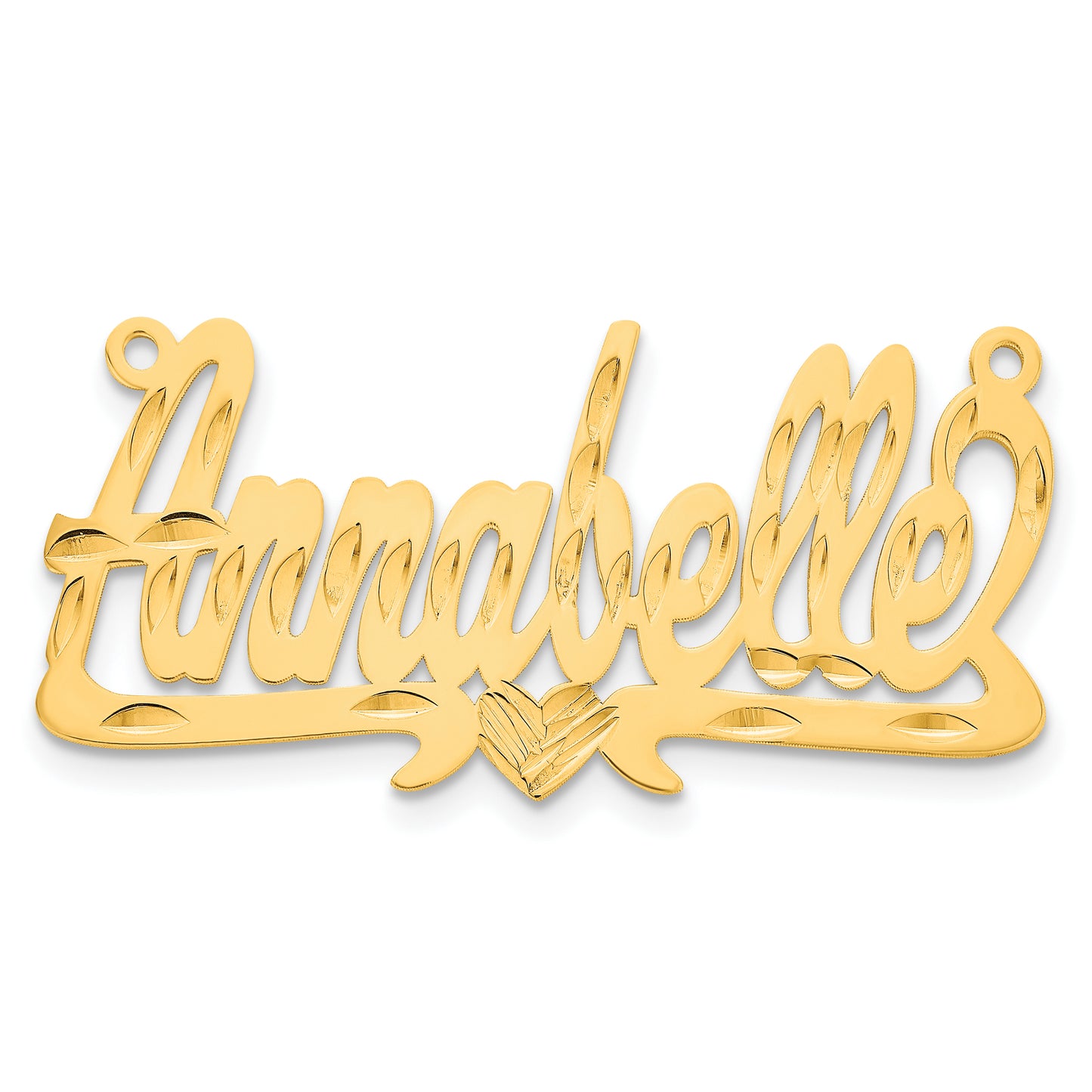 Sterling Silver Gold plated Diamond-cut Heart Name Plate