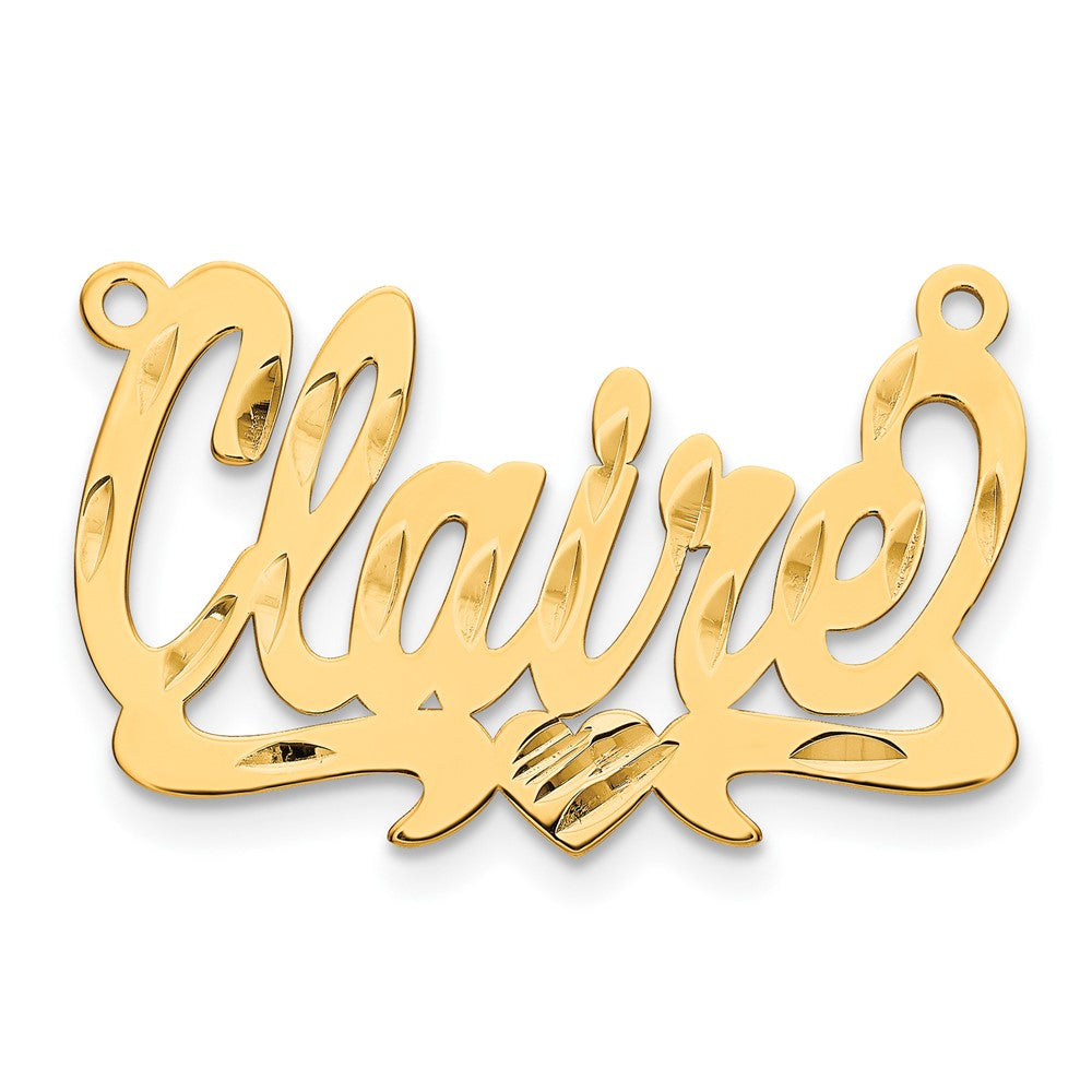 Sterling Silver Gold plated Diamond-cut Heart Name Plate