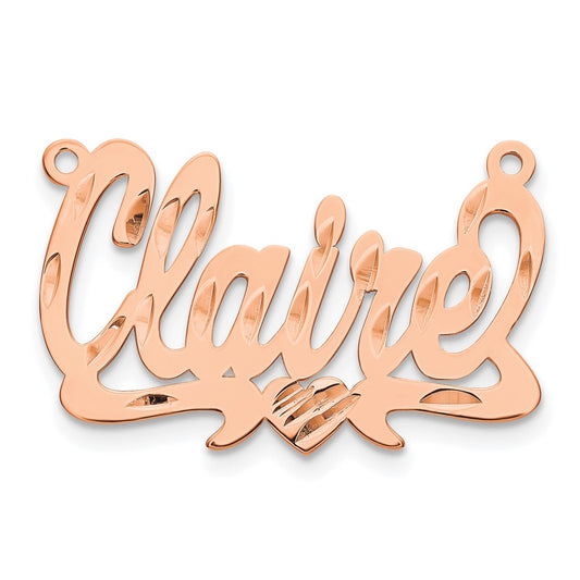 14K Rose Gold Diamond-cut Heart Name Plate