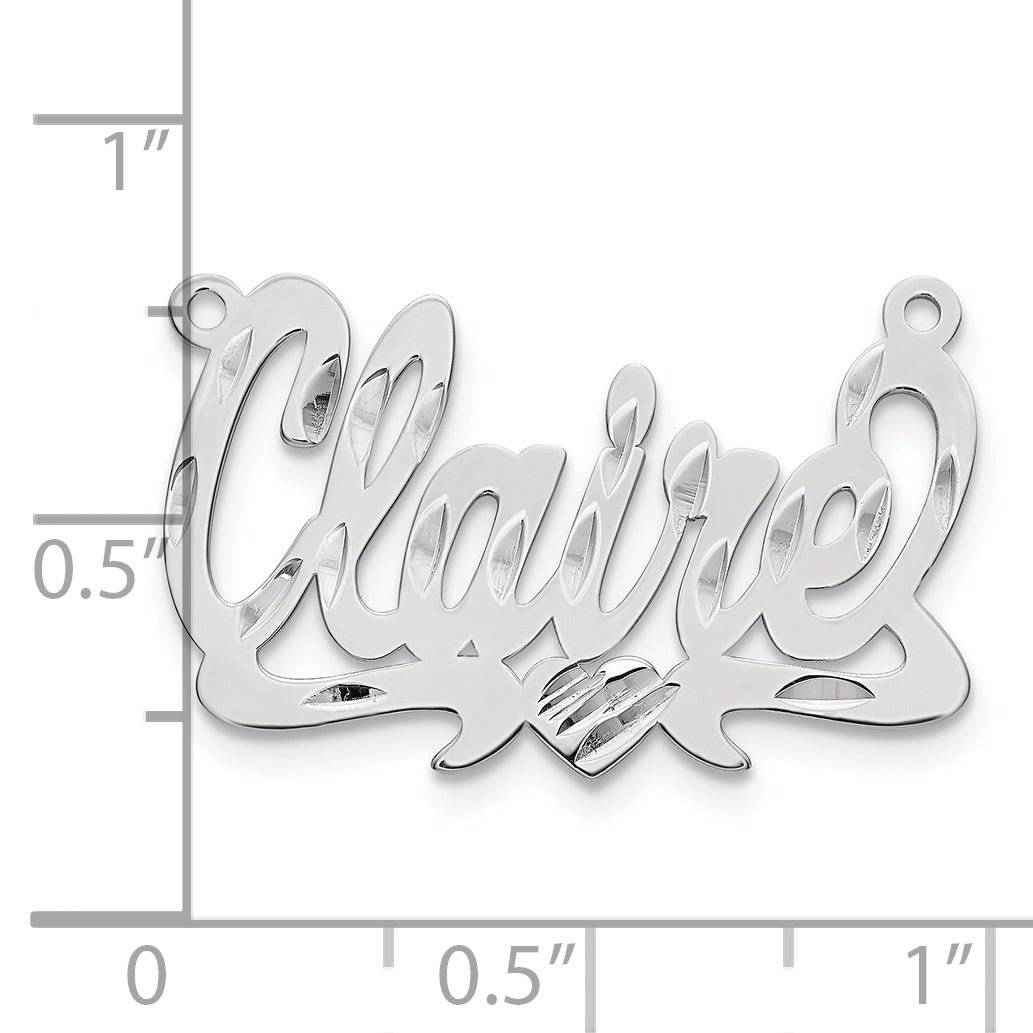 Sterling Silver Rhodium plated .027 Gauge Diamond-cut Name Plate