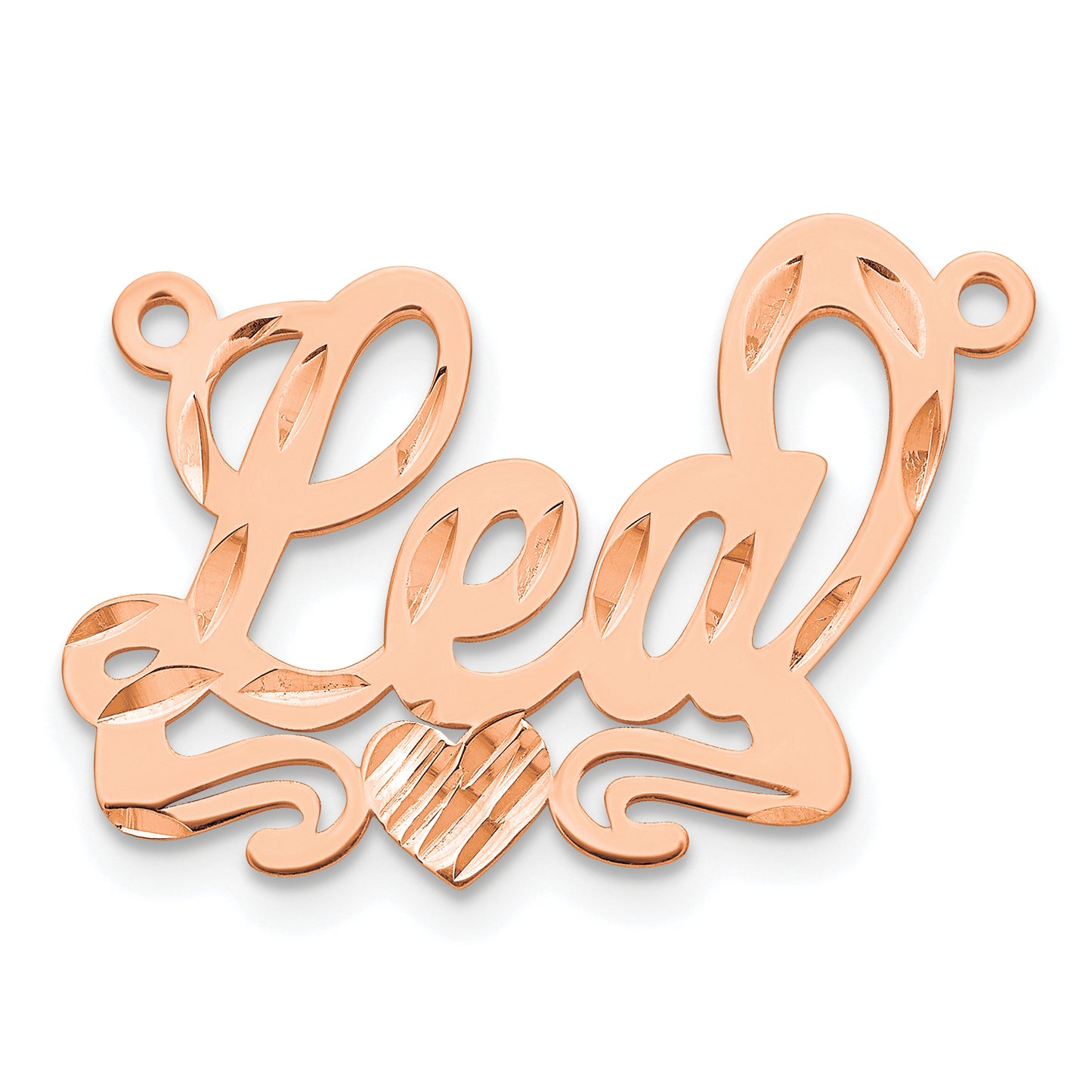 14K Rose Gold Diamond-cut Heart Name Plate