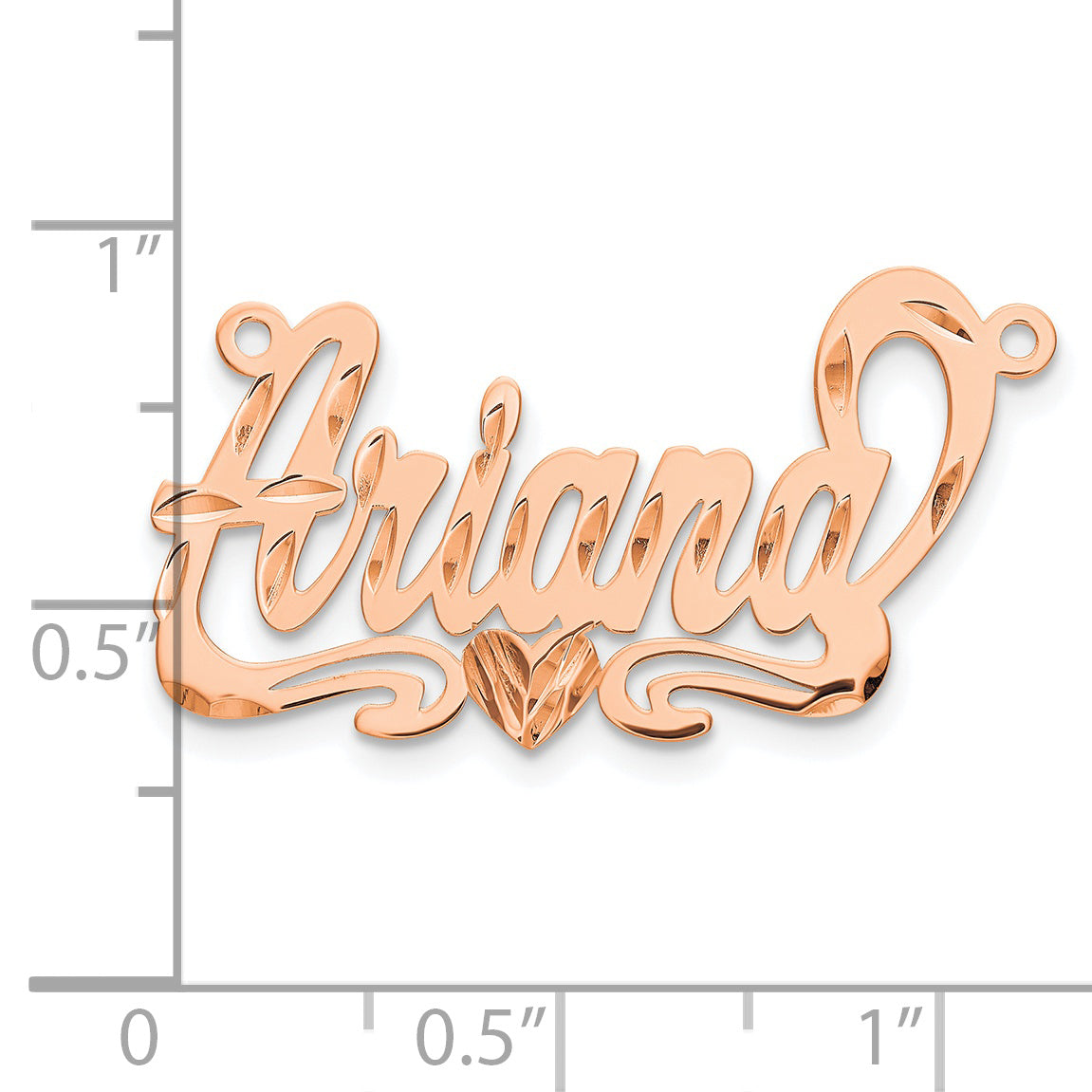14K Rose Gold Diamond-cut Heart Name Plate