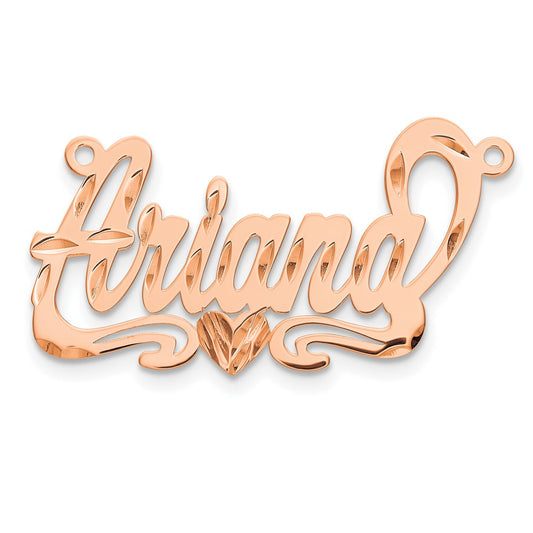 14K Rose Gold Diamond-cut Heart Name Plate