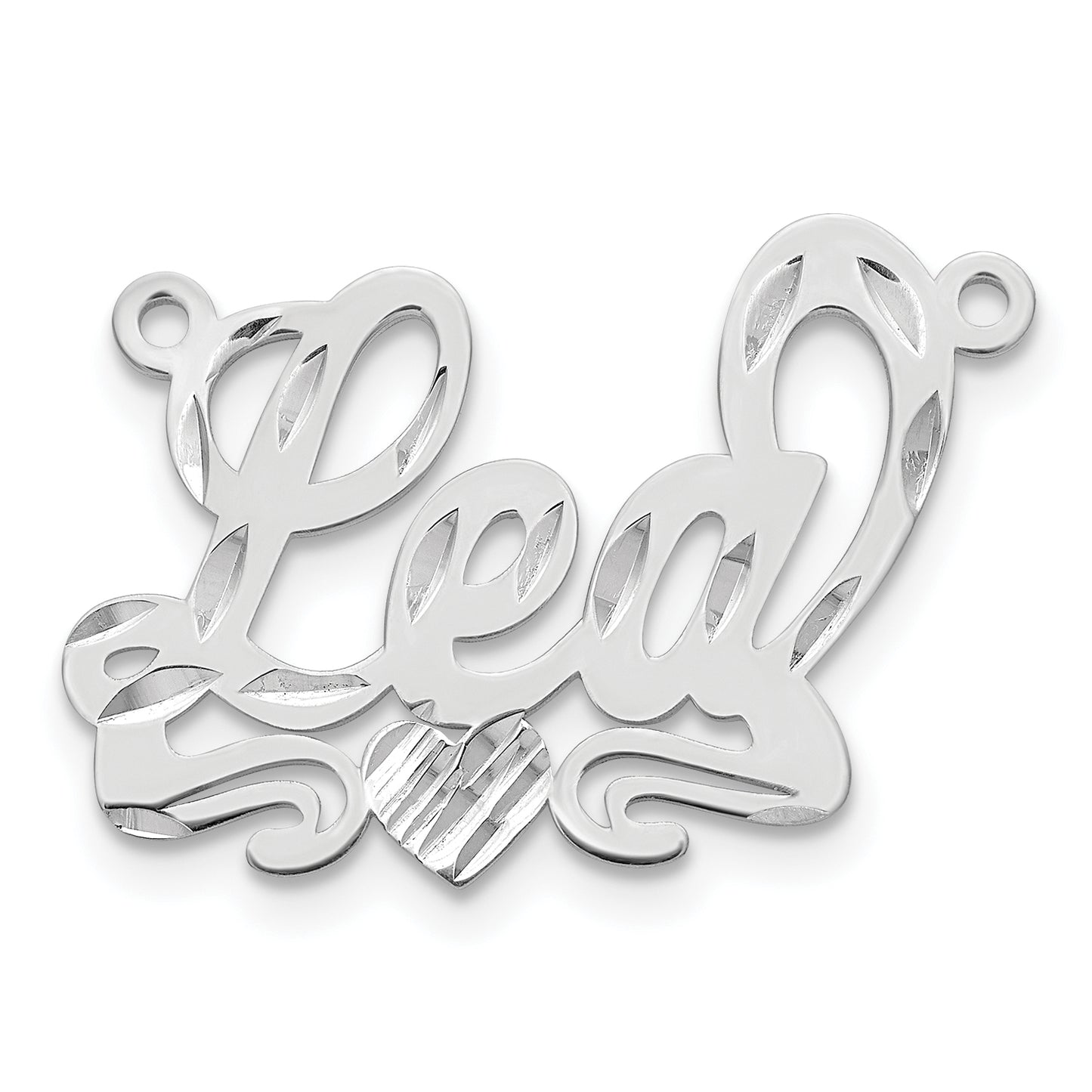 Sterling Silver Gold plated Diamond-cut Heart Name Plate