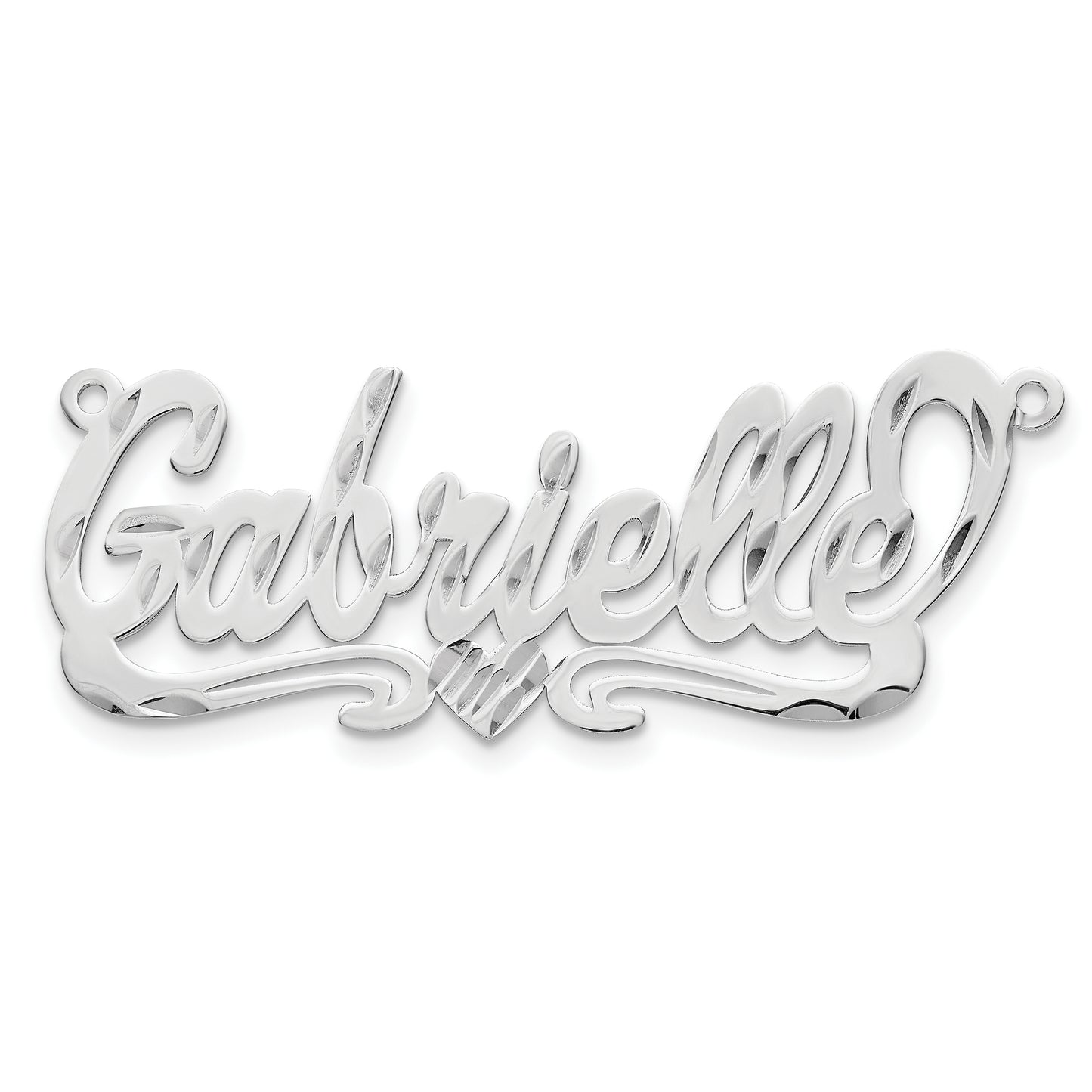 Sterling Silver Gold plated Diamond-cut Heart Name Plate