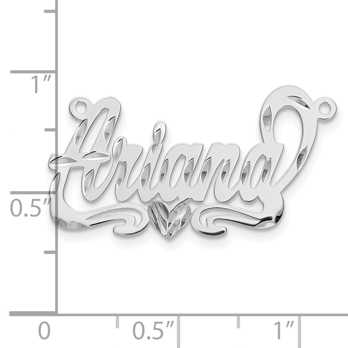 Sterling Silver Gold plated Diamond-cut Heart Name Plate