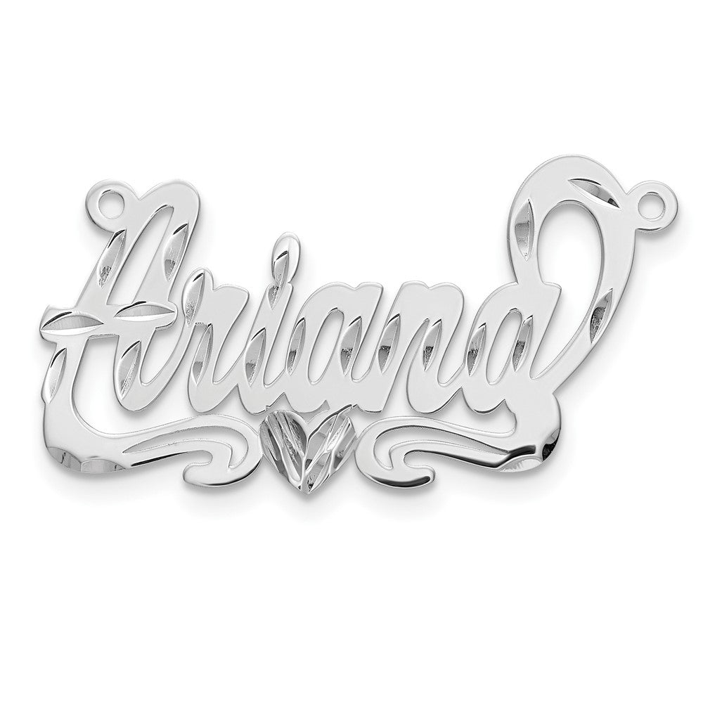Sterling Silver Gold plated Diamond-cut Heart Name Plate