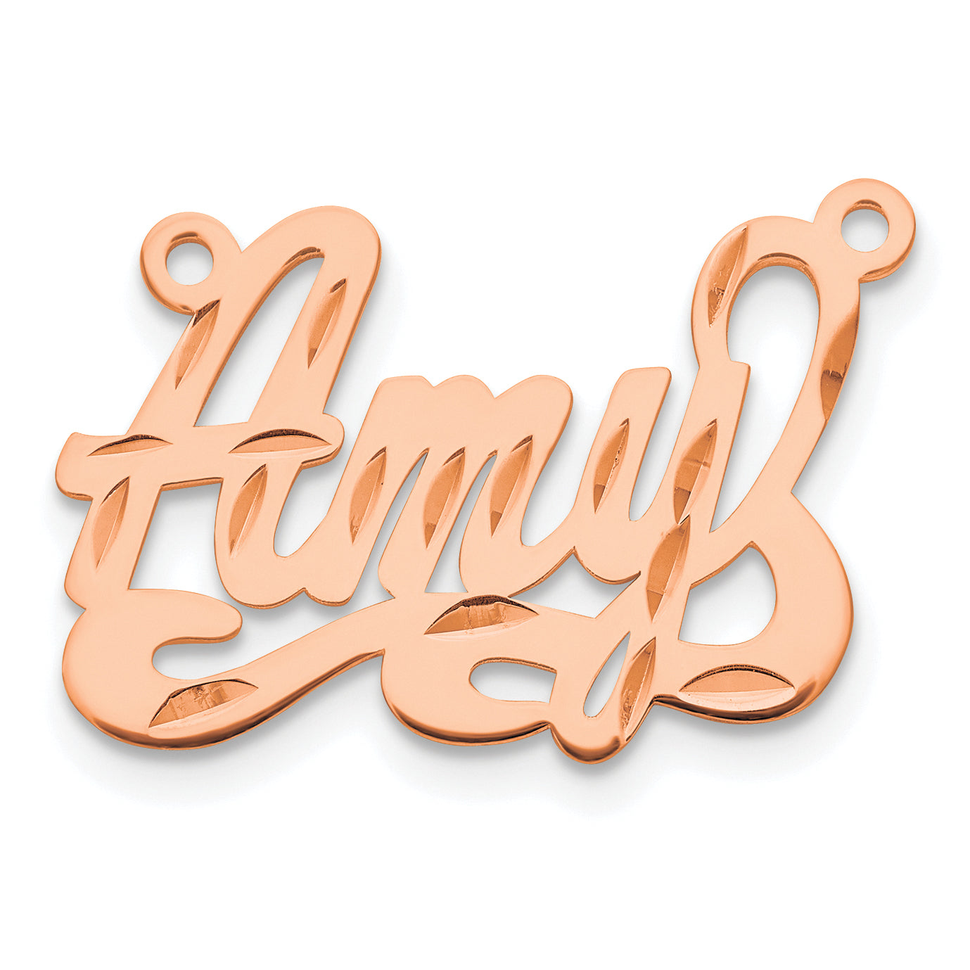 Sterling Silver Rose Gold Plated Diamond Cut Name Plate