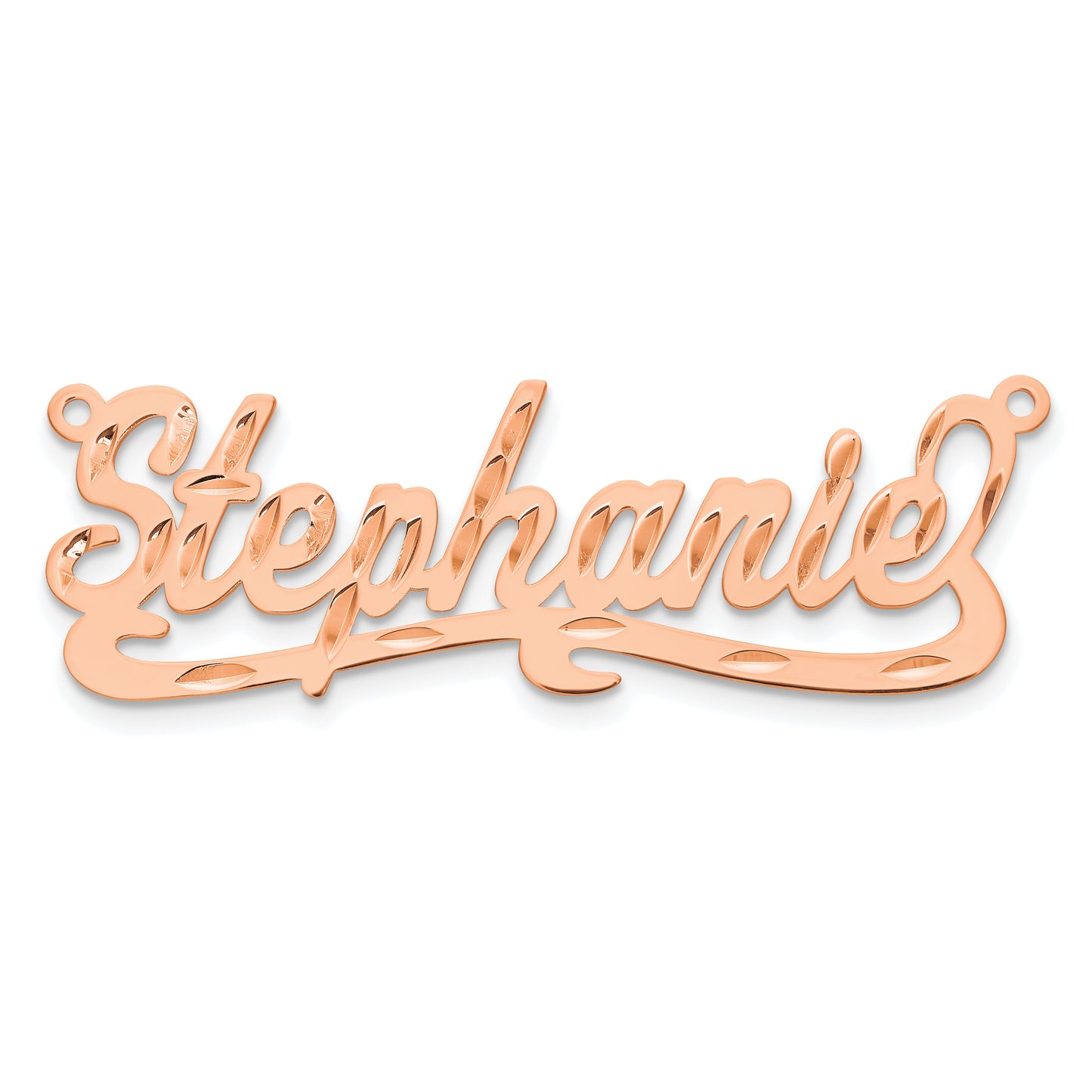Sterling Silver Rose Gold Plated Diamond Cut Name Plate
