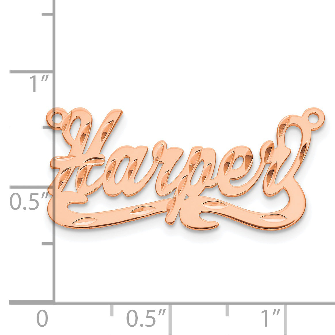 Sterling Silver Rose Gold Plated Diamond Cut Name Plate