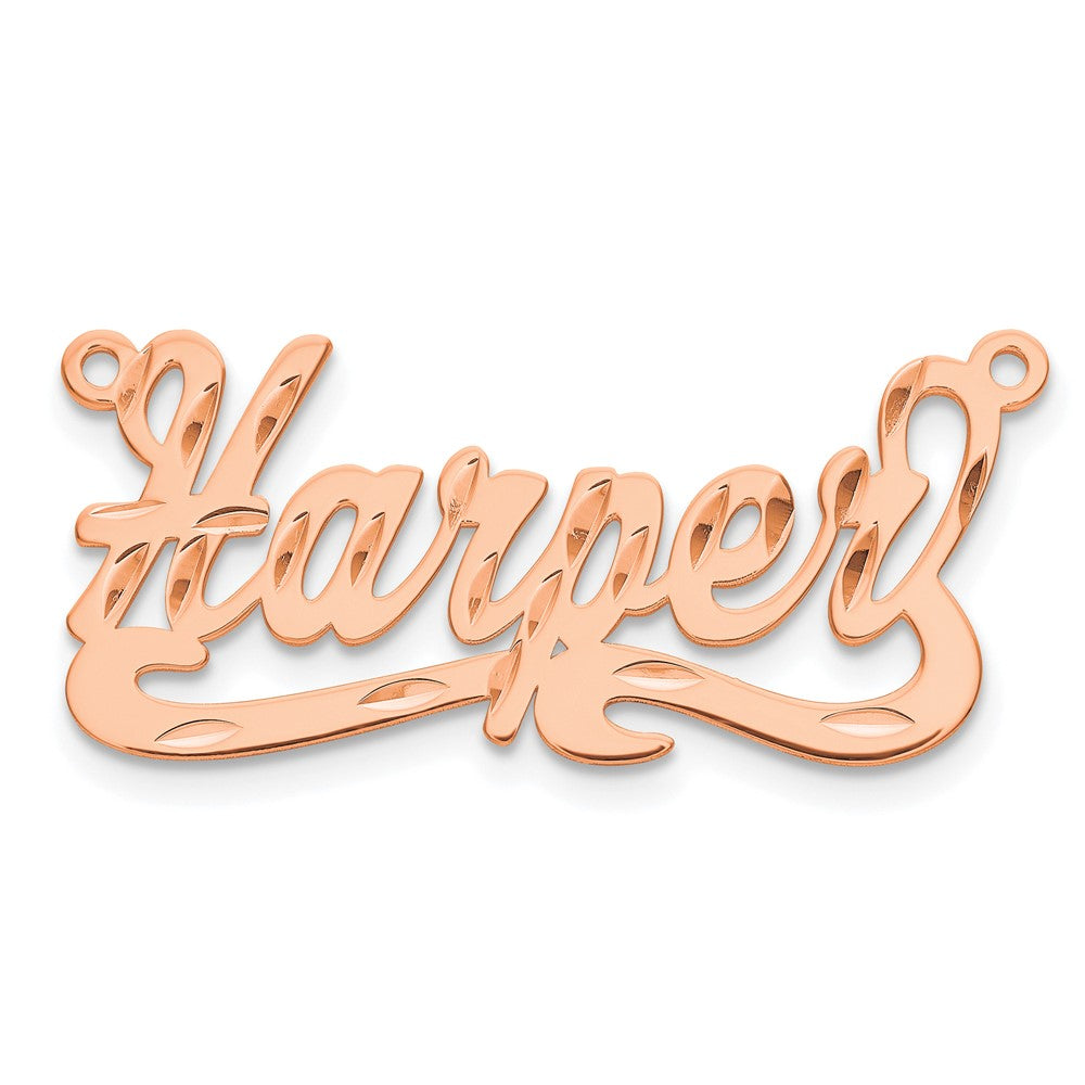 Sterling Silver Rose Gold Plated Diamond Cut Name Plate