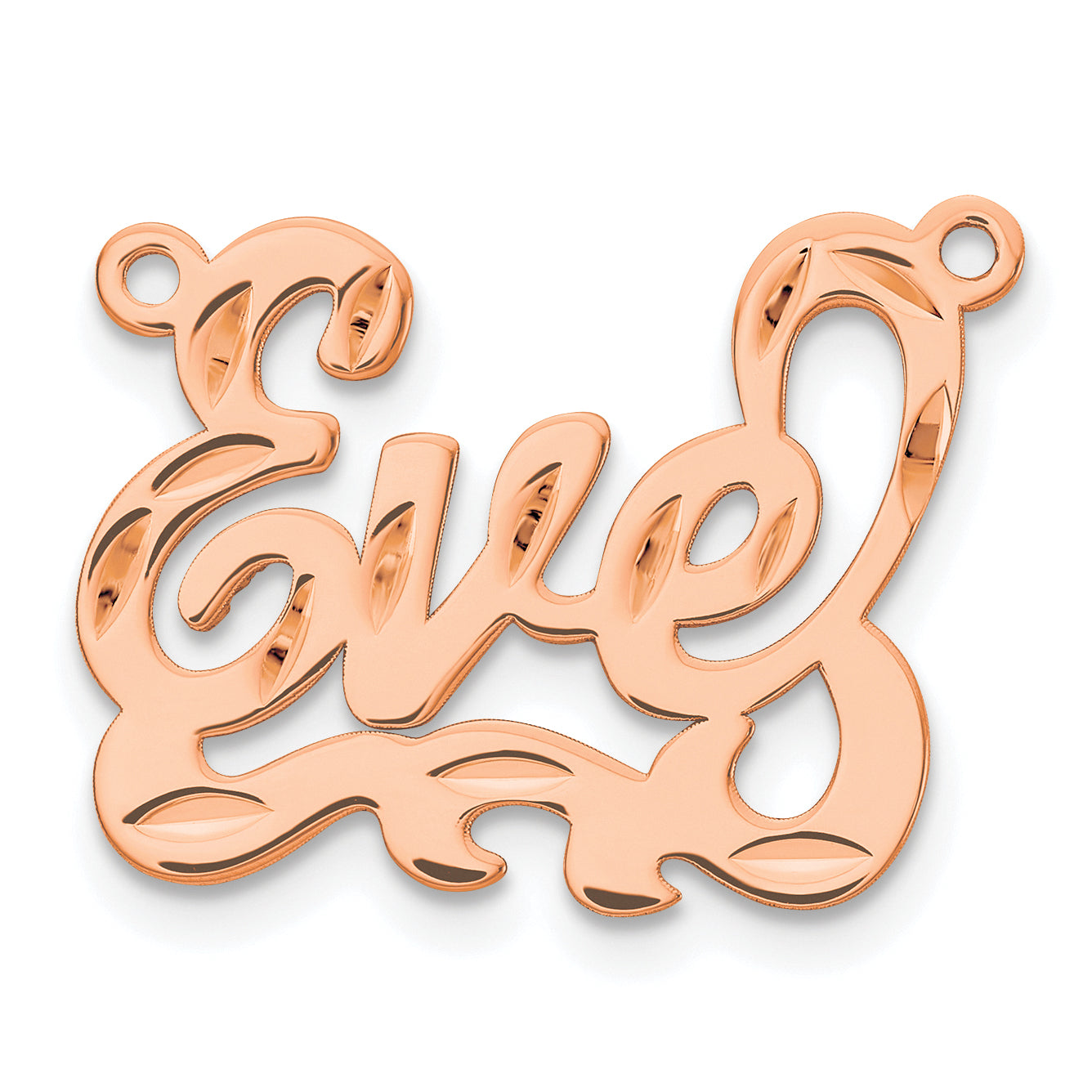 Sterling Silver Rose Gold Plated Diamond Cut Name Plate