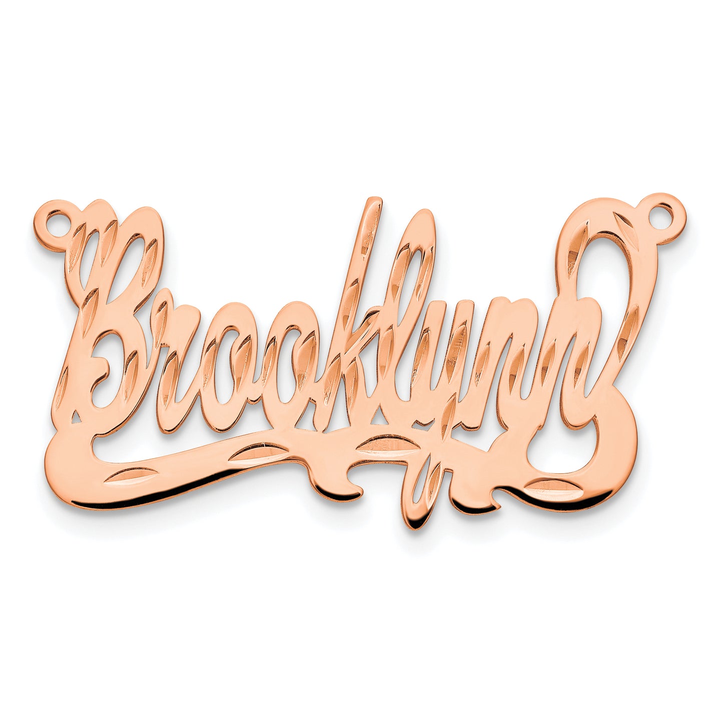 Sterling Silver Rose Gold Plated Diamond Cut Name Plate