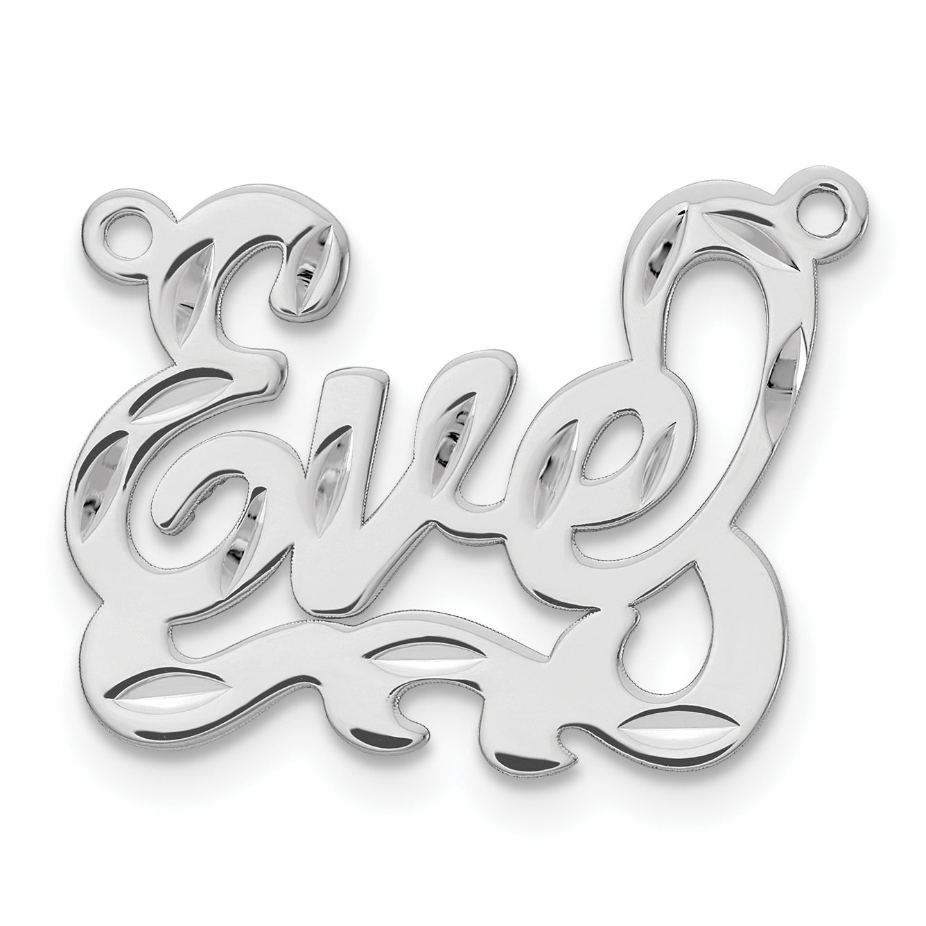 Sterling Silver Rhodium plated Diamond-cut Name Plate