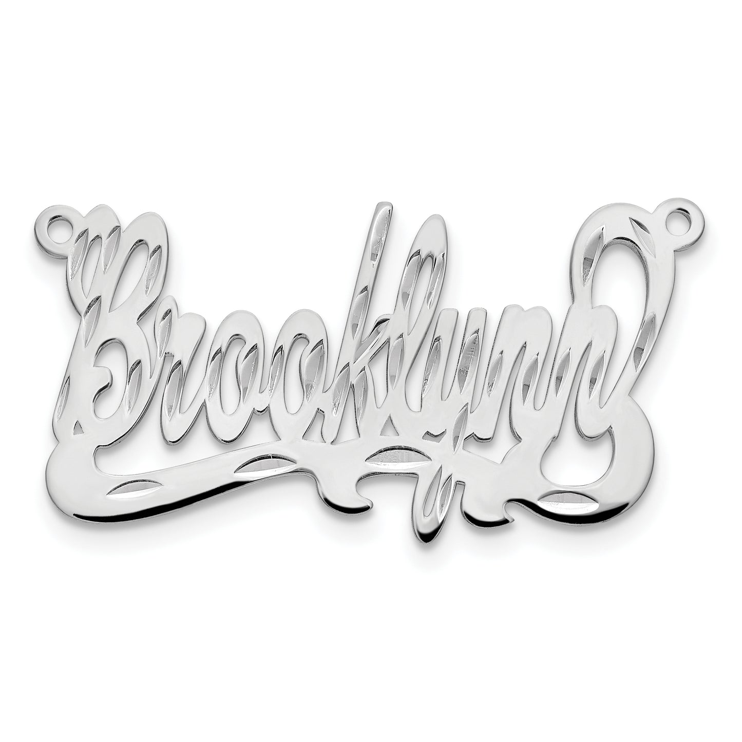Sterling Silver Rhodium plated Diamond-cut Name Plate