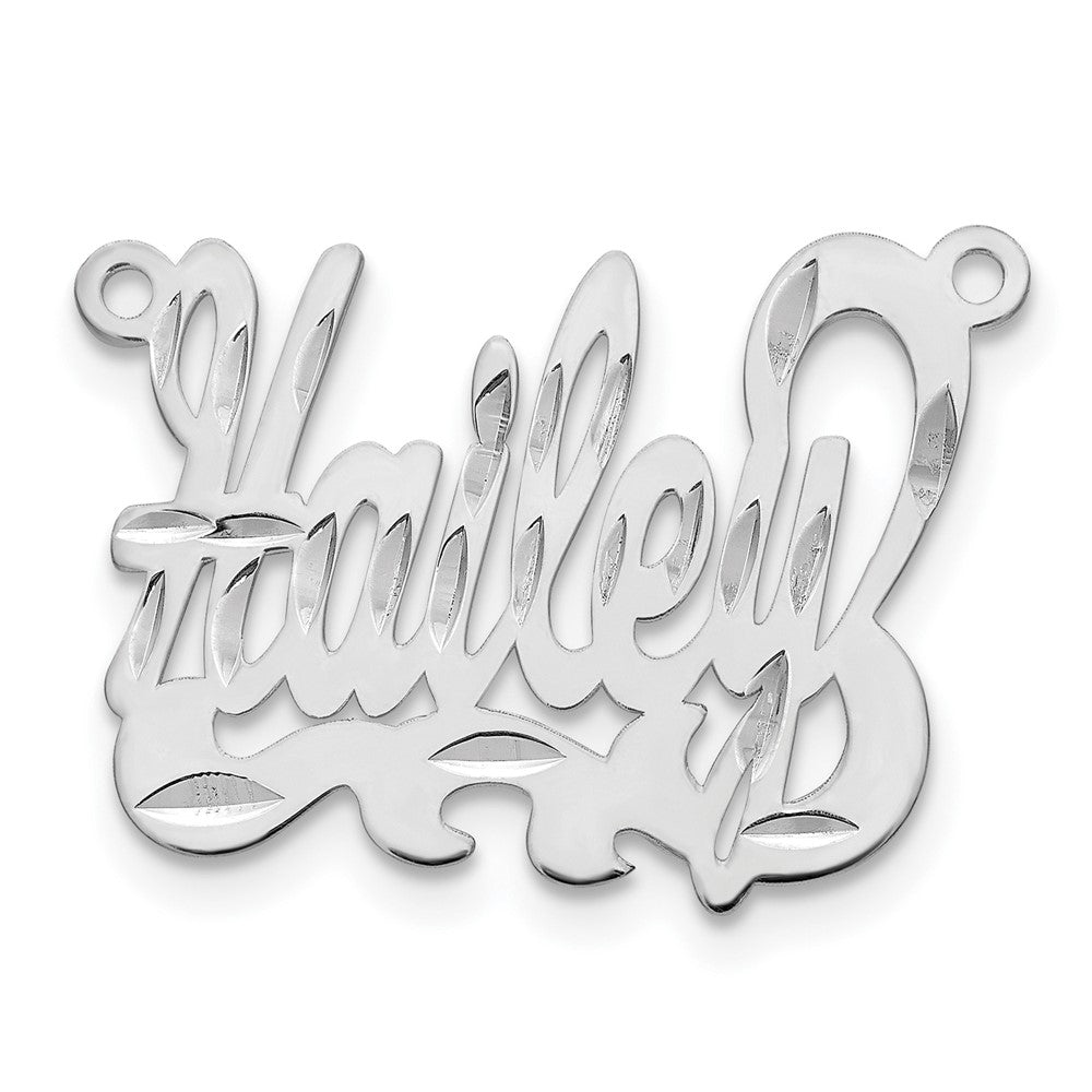Sterling Silver Rhodium plated Diamond-cut Name Plate
