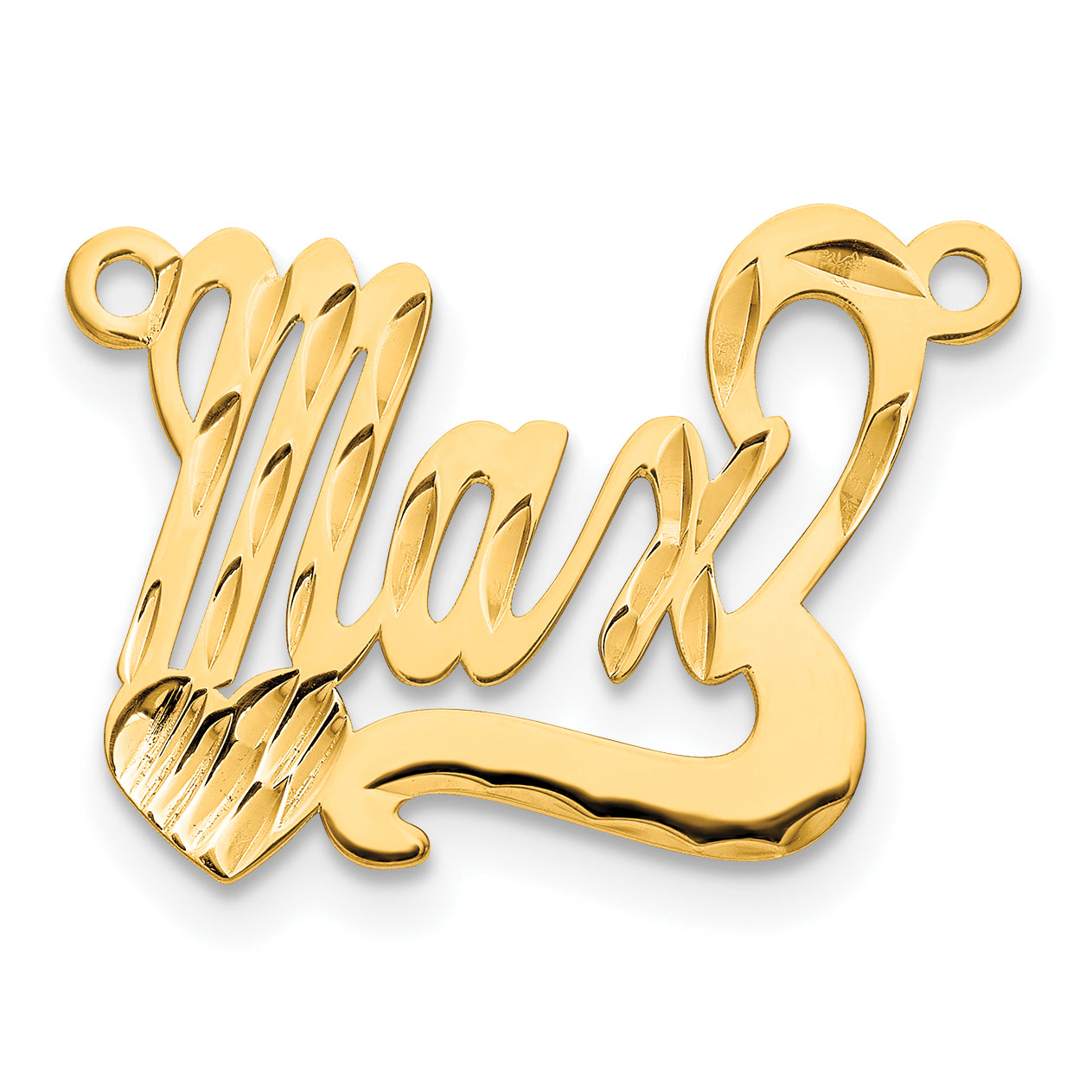 Sterling Silver Gold plated Diamond-cut Heart Name Plate