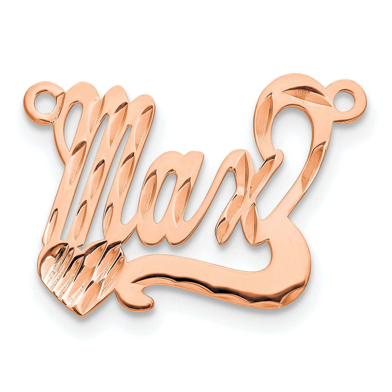 14K Rose Gold Diamond-cut Heart Name Plate