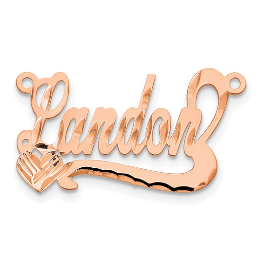 14K Rose Gold Diamond-cut Heart Name Plate