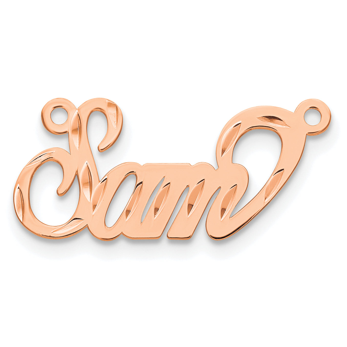 Sterling Silver Rose Gold Plated Diamond Cut Name Plate
