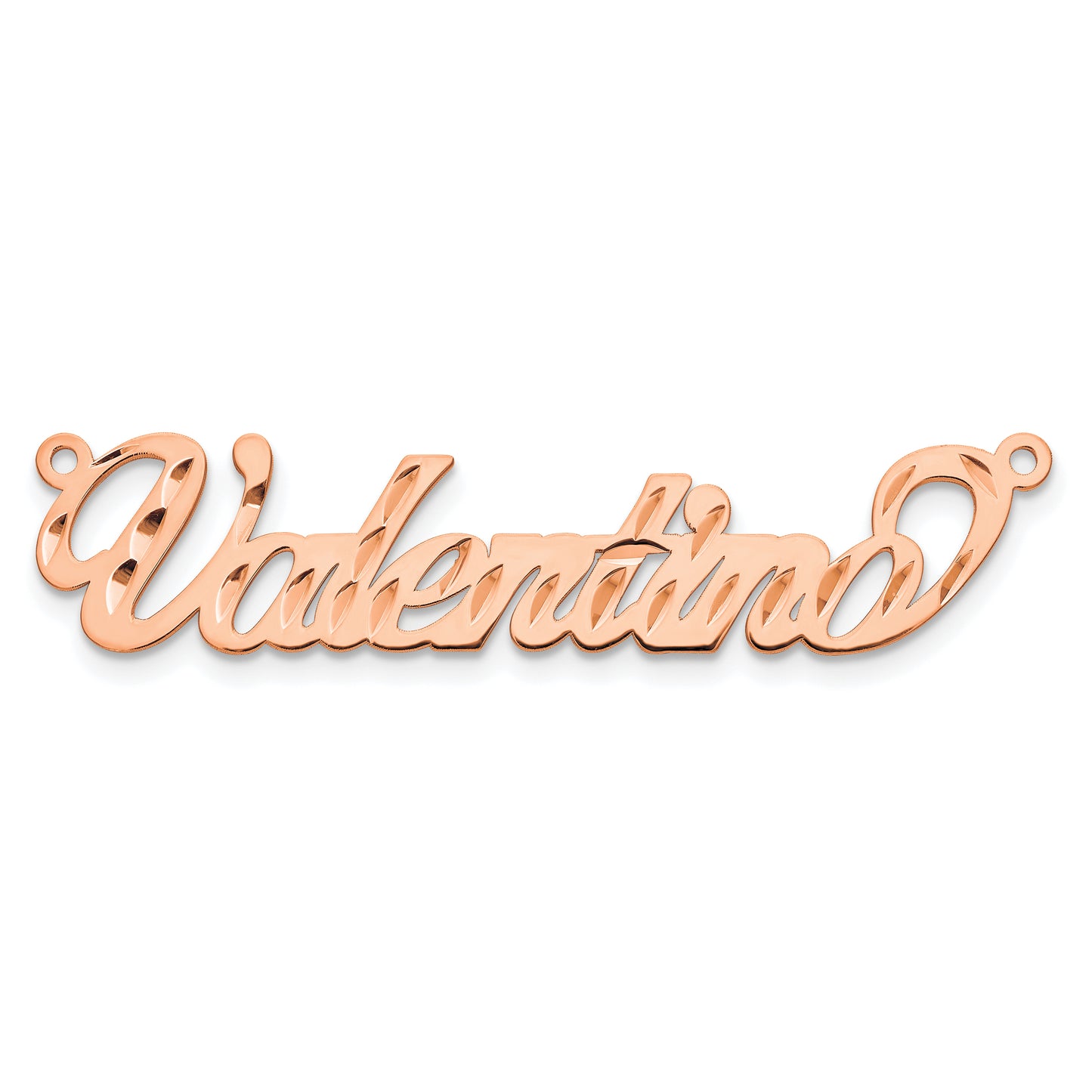 Sterling Silver Rose Gold Plated Diamond Cut Name Plate