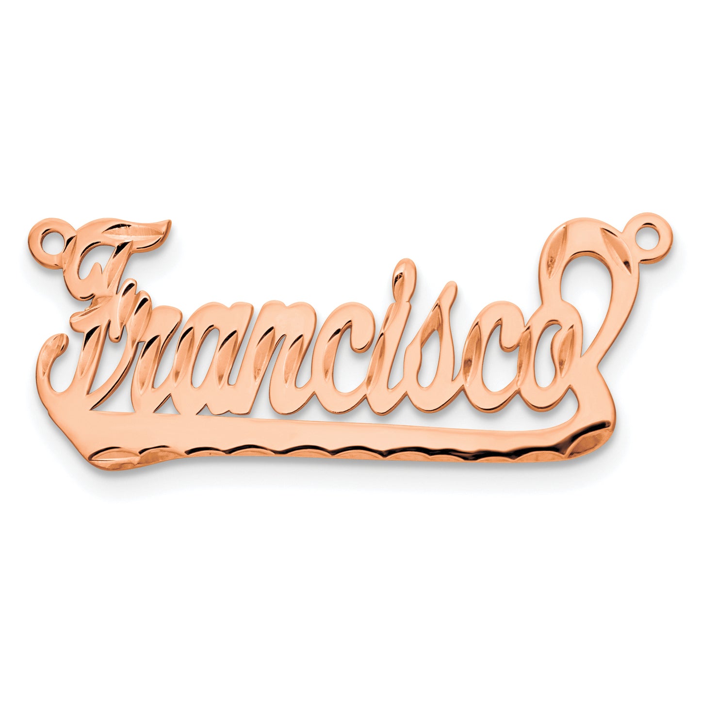 Sterling Silver Rose Gold plated Diamond-cut Name Plate