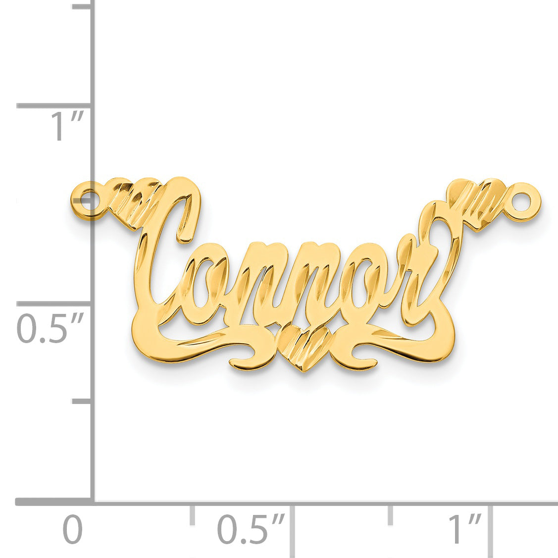 Sterling Silver Gold plated Diamond-cut Hearts Name Plate