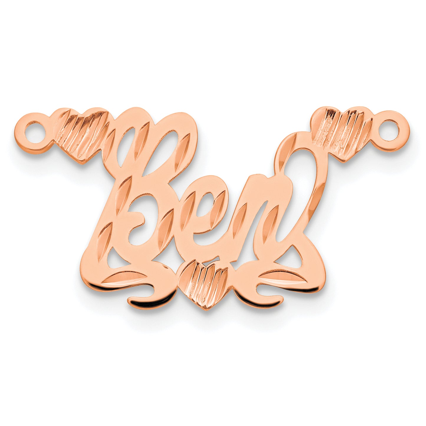 14K Rose Gold Diamond-cut Hearts Name Plate