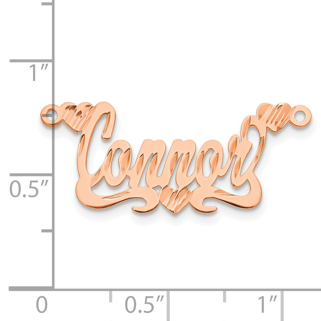 Sterling Silver Rose Gold Plated Diamond Cut Hearts Name Plate