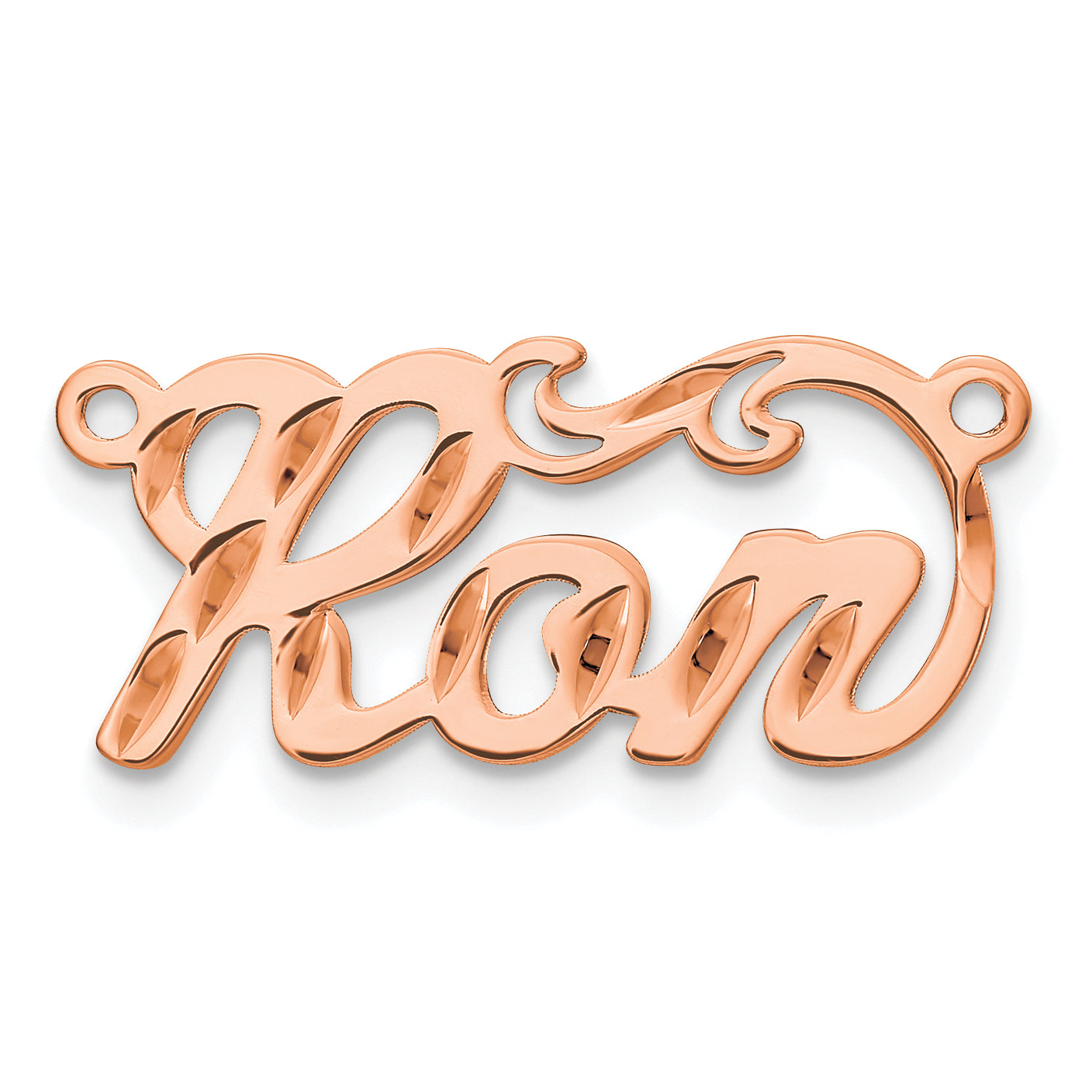 Sterling Silver Rose Gold Plated Diamond Cut Name Plate