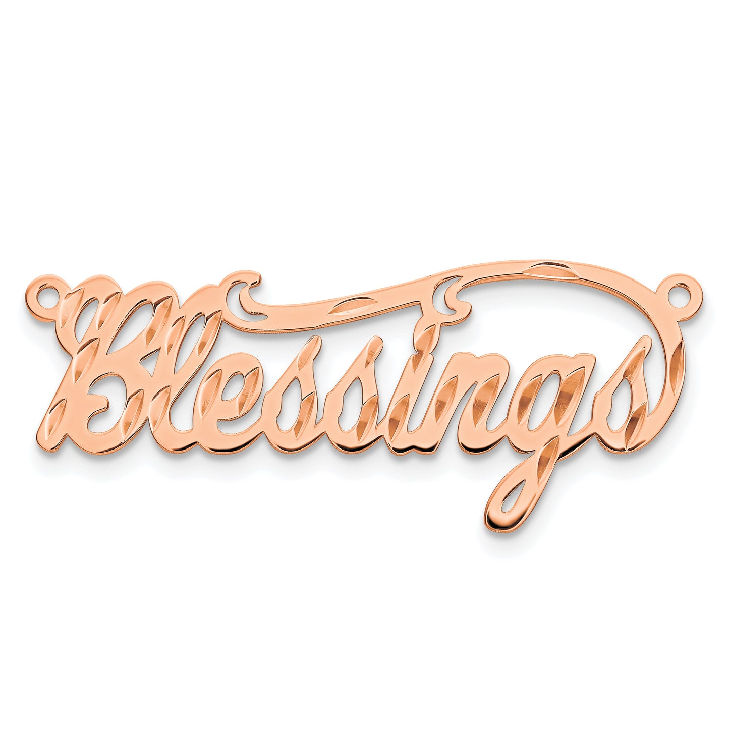 Sterling Silver Rose Gold Plated Diamond Cut Name Plate