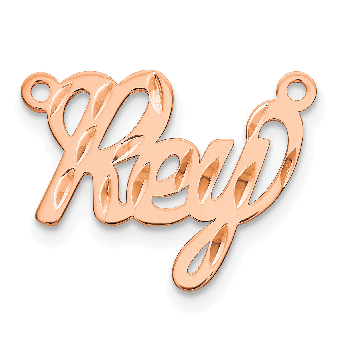 Sterling Silver Rose Gold Plated Diamond Cut Name Plate