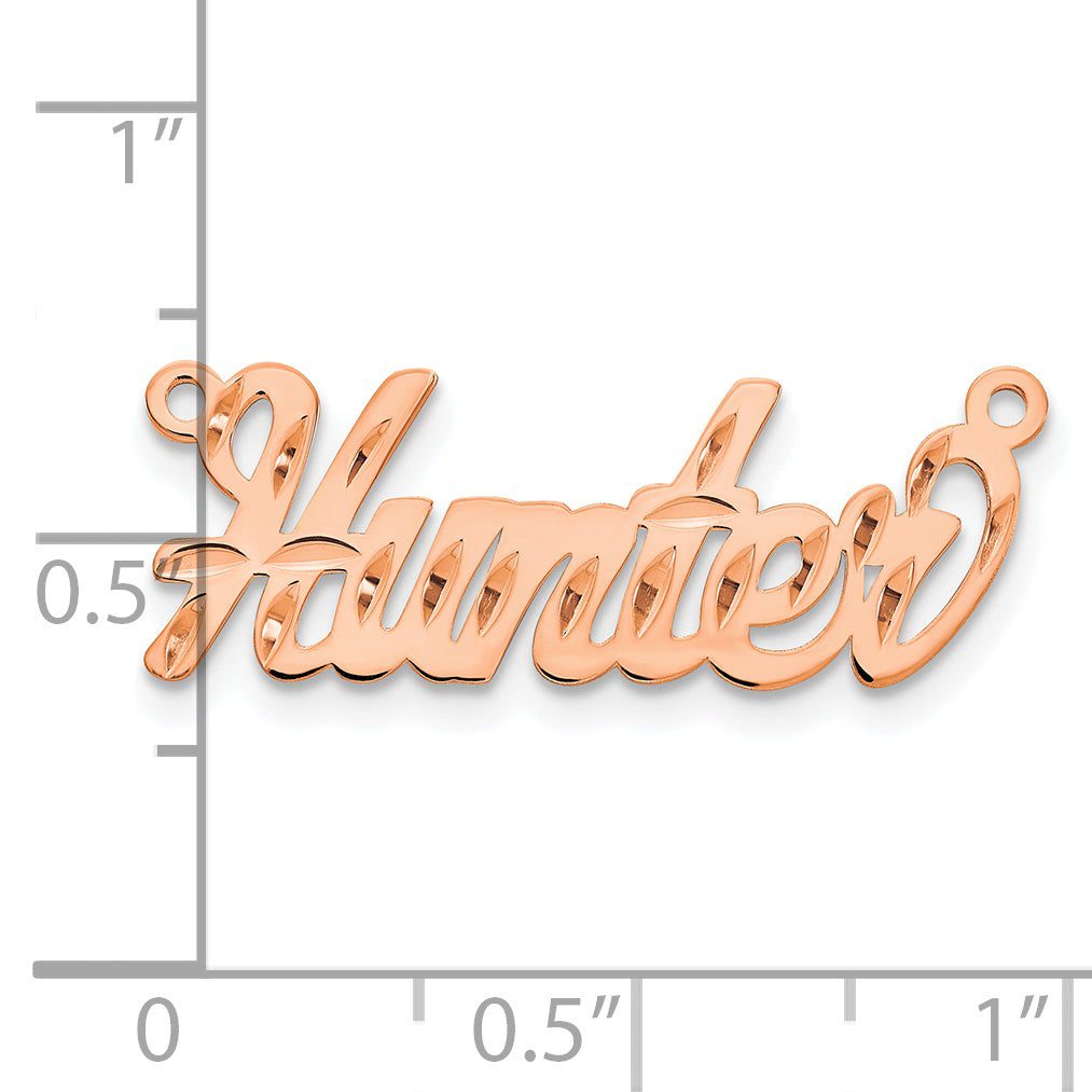 Sterling Silver Rose Gold Plated Diamond Cut Name Plate
