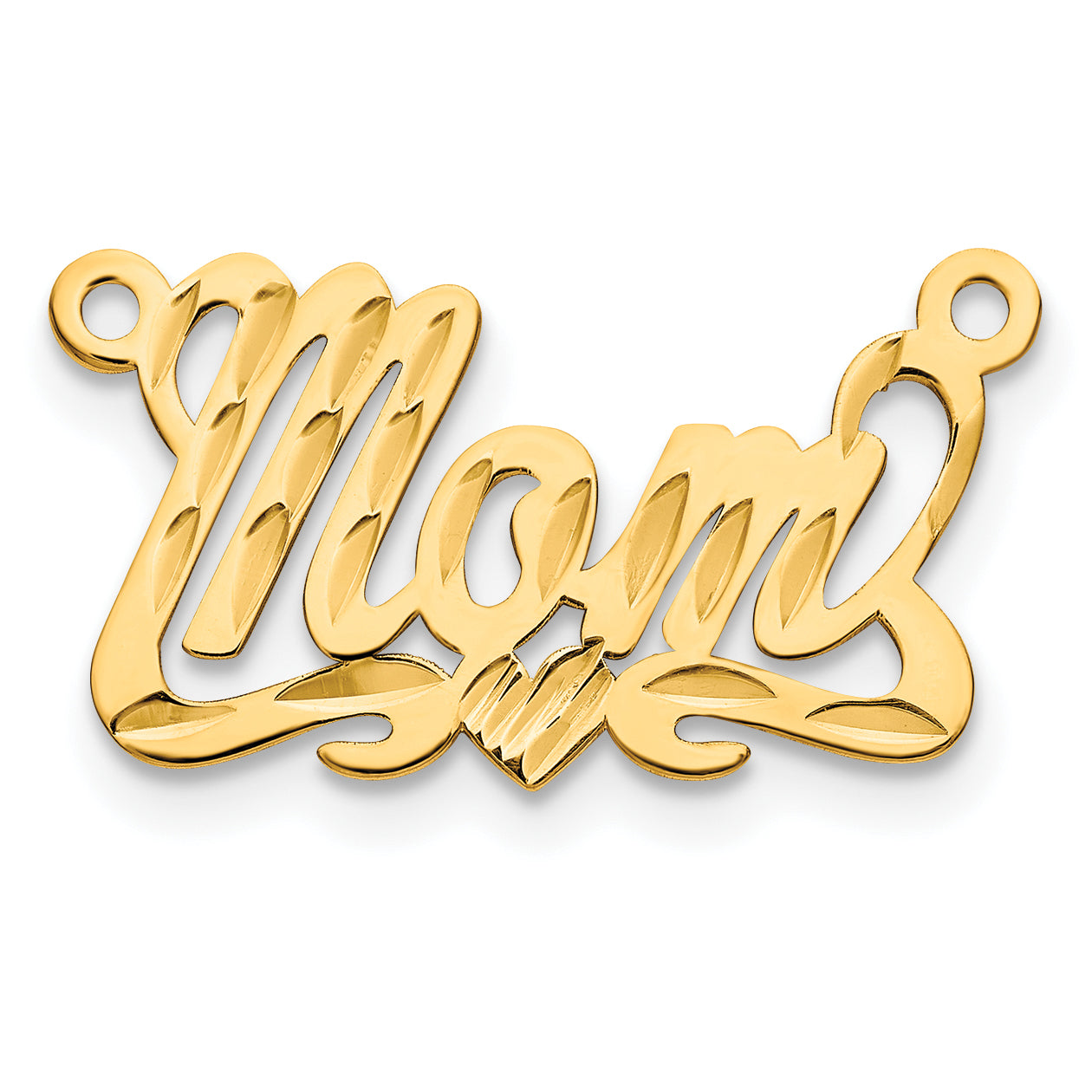 Sterling Silver Gold plated Diamond-cut Heart Name Plate