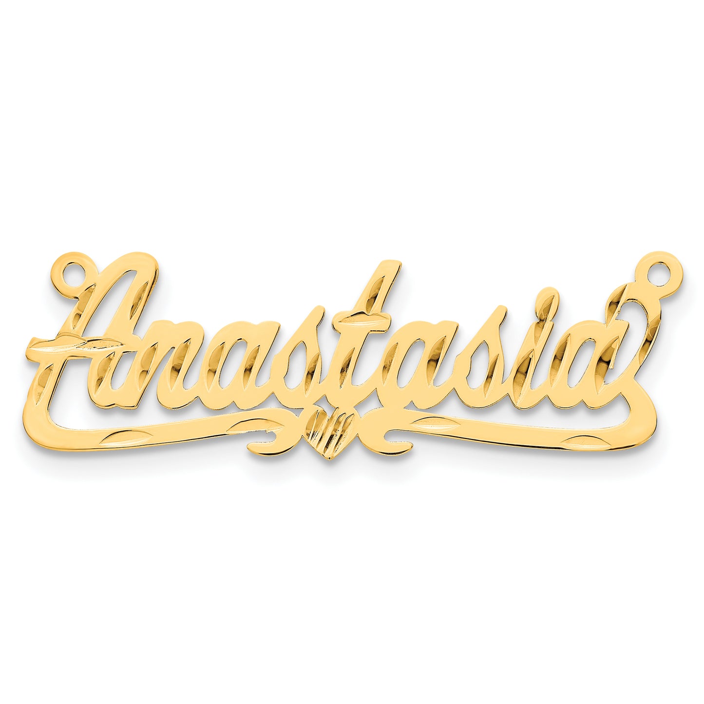 Sterling Silver Gold plated Diamond-cut Heart Name Plate