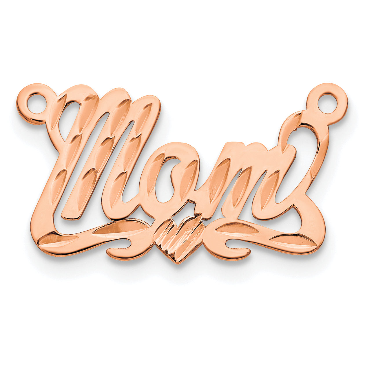 14K Rose Gold Diamond-cut Heart Name Plate