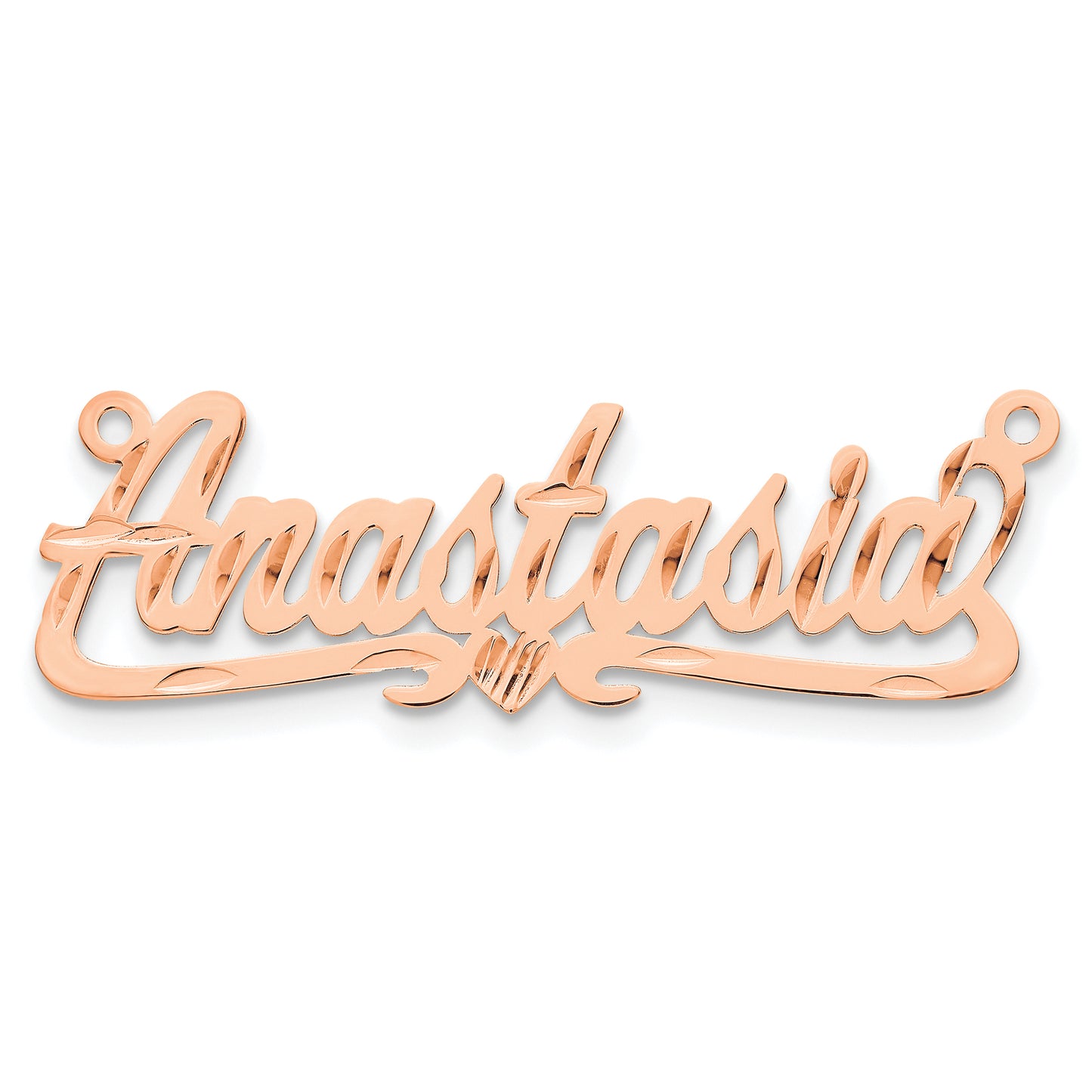 14K Rose Gold Diamond-cut Heart Name Plate