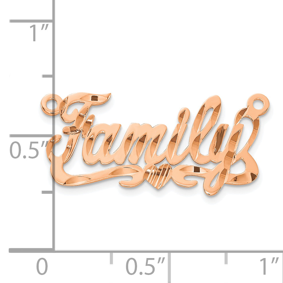 14K Rose Gold Diamond-cut Heart Name Plate