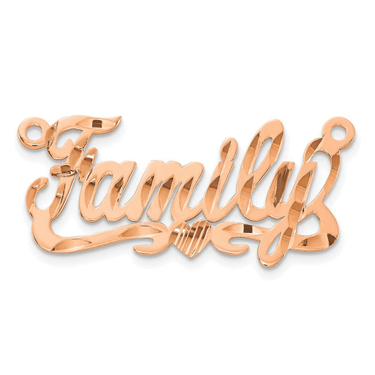 14K Rose Gold Diamond-cut Heart Name Plate