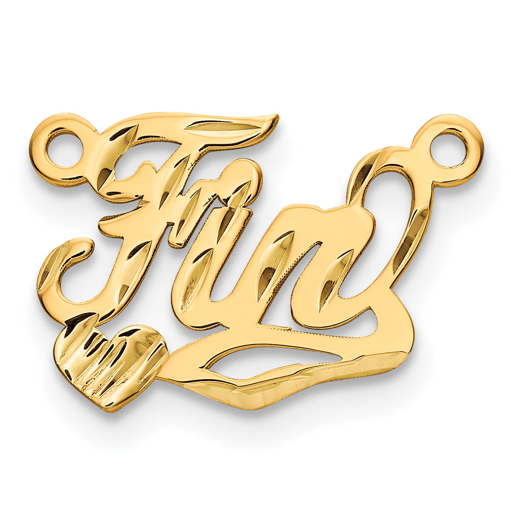 Sterling Silver Gold plated Diamond-cut Heart Name Plate