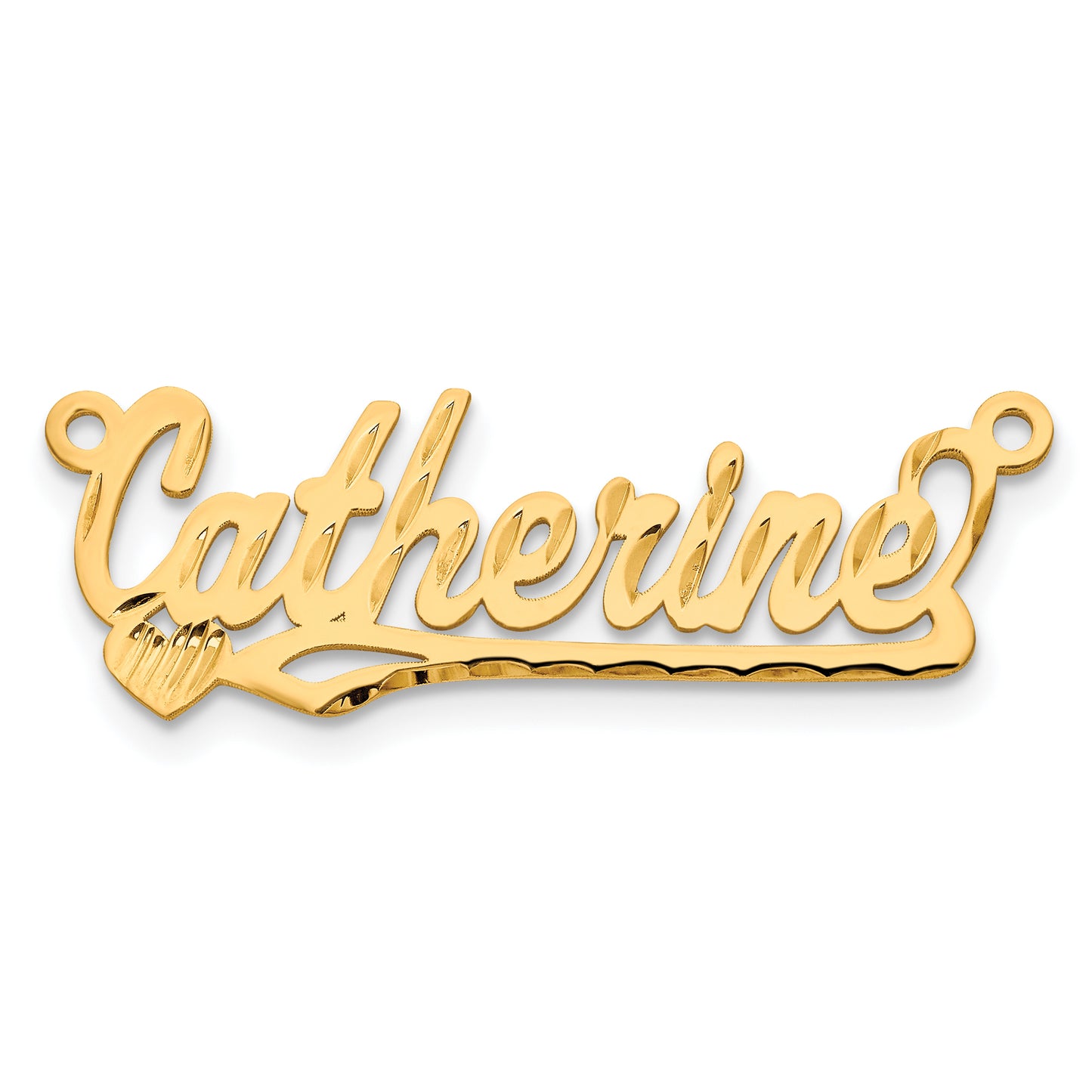 Sterling Silver Gold plated Diamond-cut Heart Name Plate