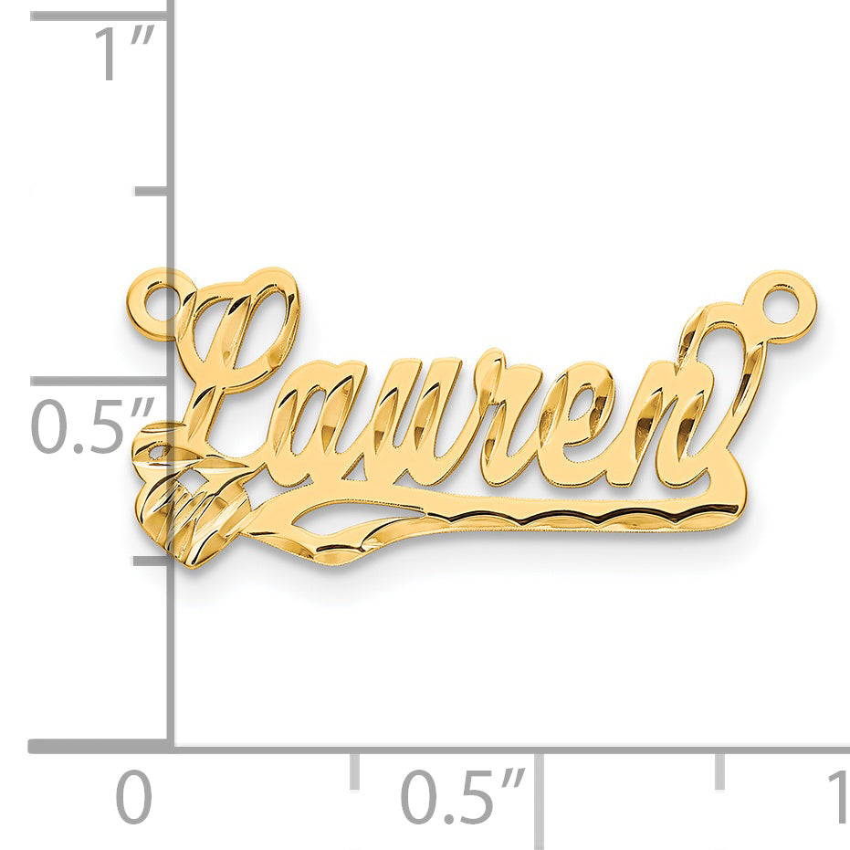 Sterling Silver Gold plated Diamond-cut Heart Name Plate