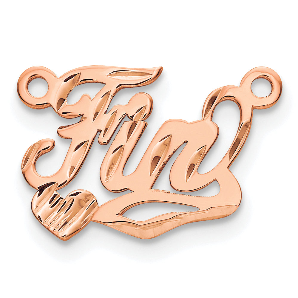 Sterling Silver Rose Gold Plated Diamond Cut Name Plate