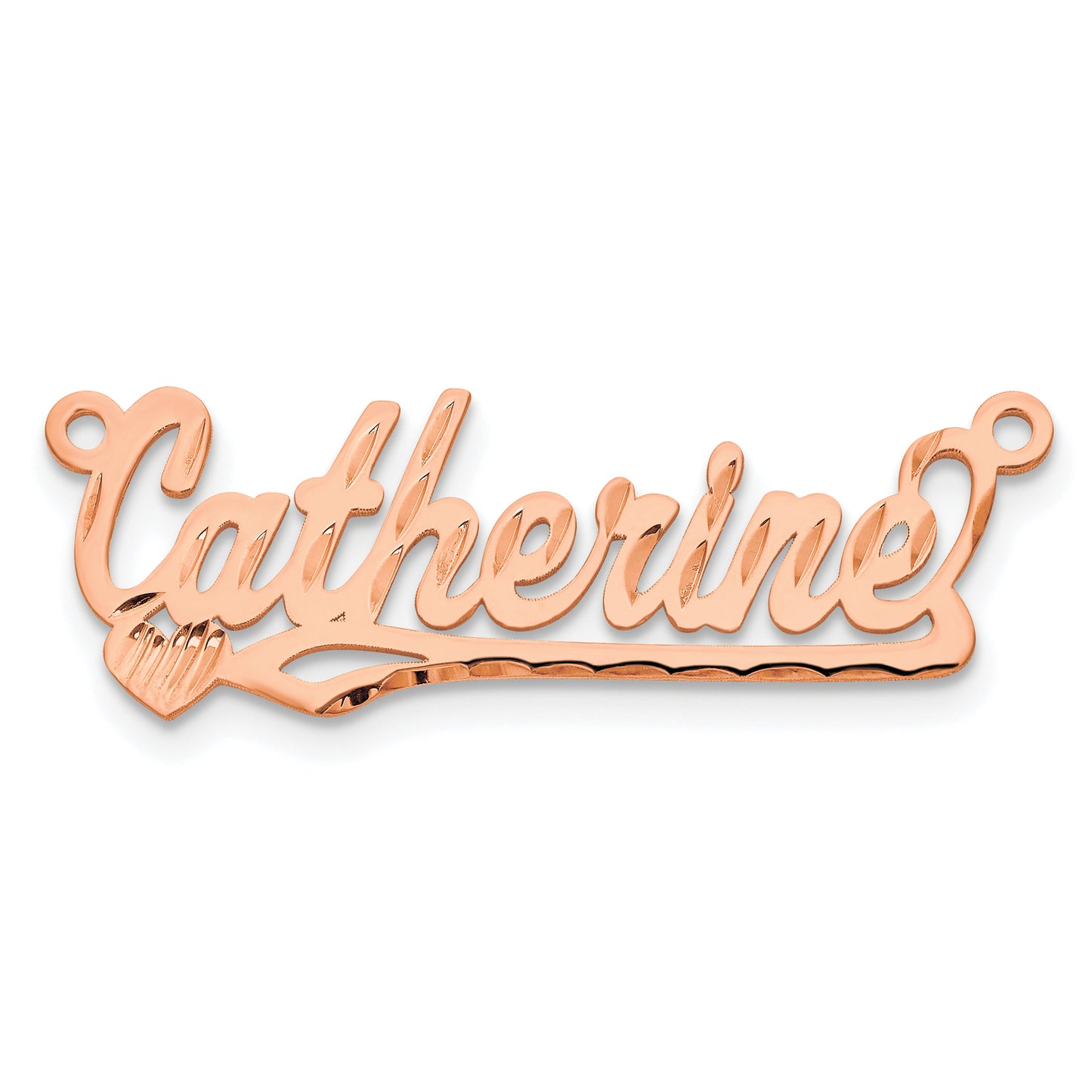 Sterling Silver Rose Gold Plated Diamond Cut Name Plate