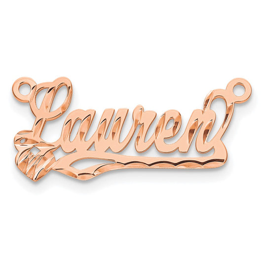 14K Rose Gold Diamond-cut Heart Name Plate
