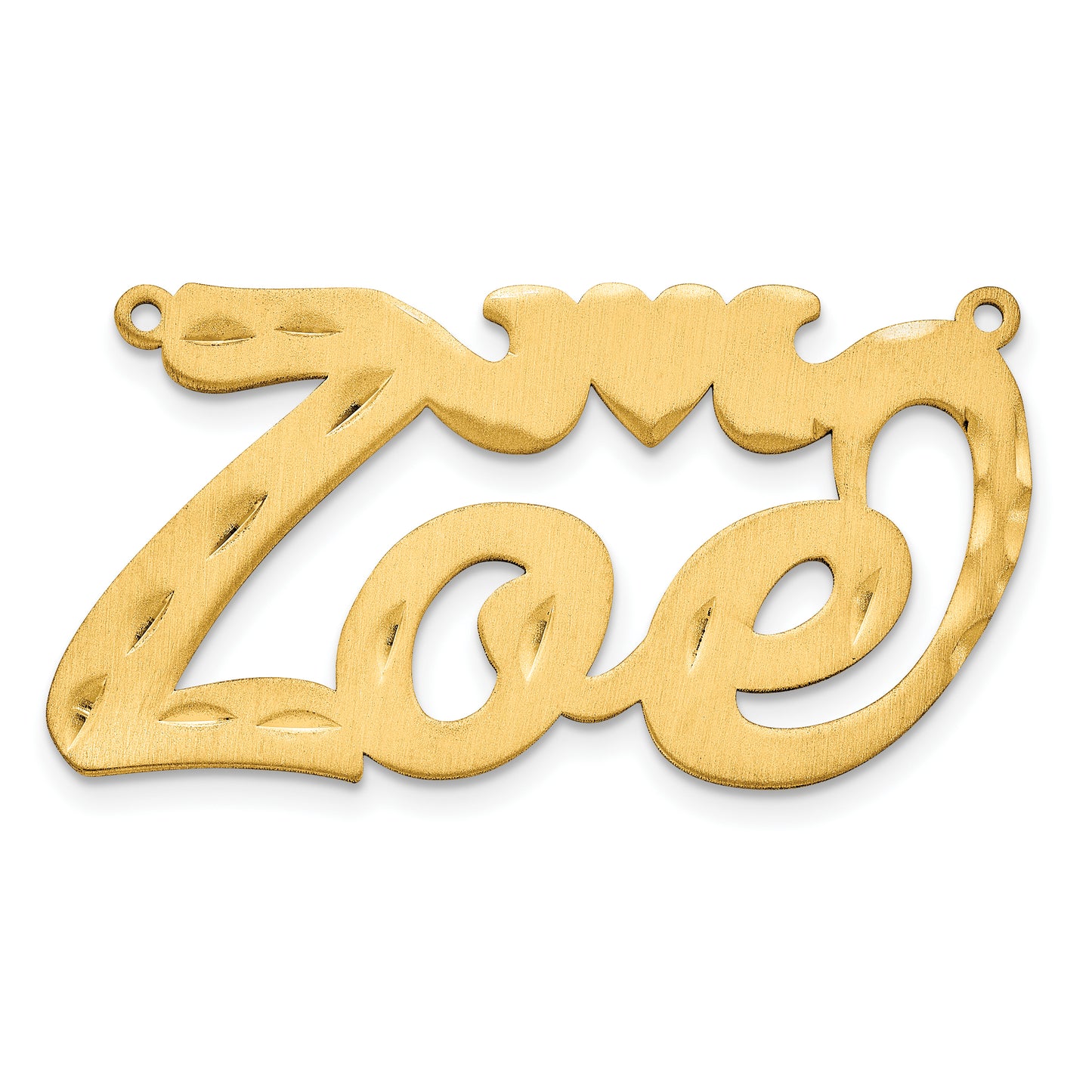 Sterling Silver Gold plated Satin Diamond-cut with Heart Name Plate