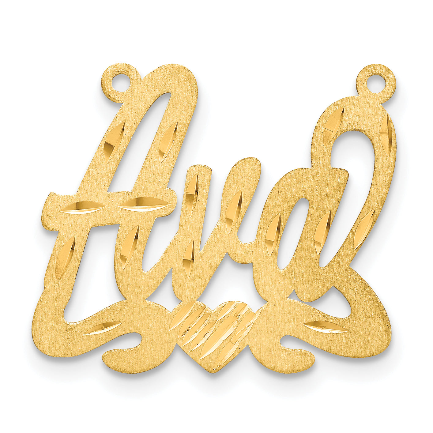 Sterling Silver Gold plated Satin Diamond-cut with Heart Name Plate