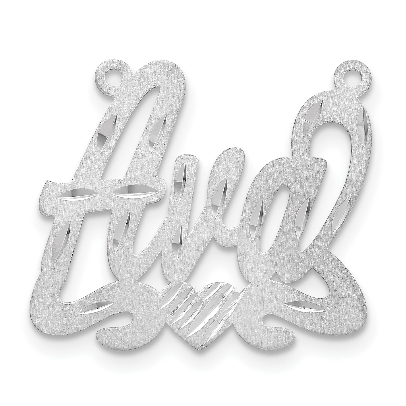Sterling Silver Rhodium plated Satin Diamond-cut with Heart Name Plate