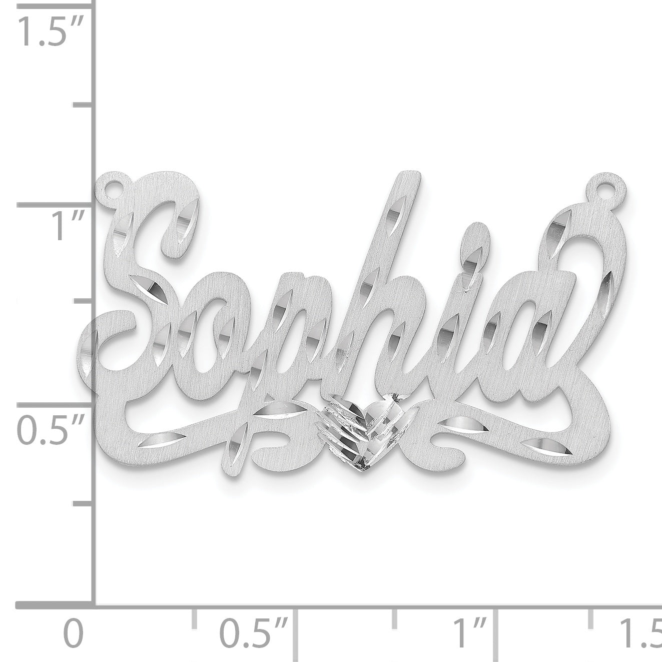 14K White Gold Satin Diamond-cut with Heart Name Plate